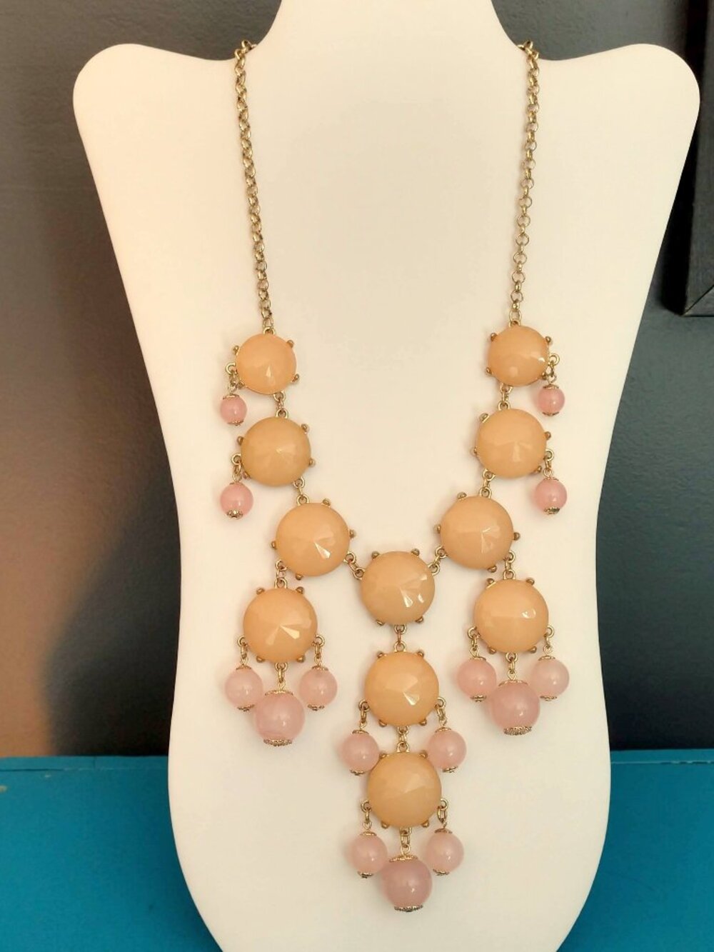 Long chandelier style statement necklace